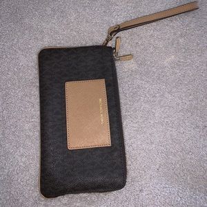 Michael Kors Brown Large Double Zip Wristlet